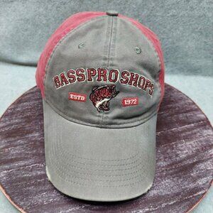 Bass Pro Shops Gray & Red Embroidered Adjustable Baseball Cap Est. 1972